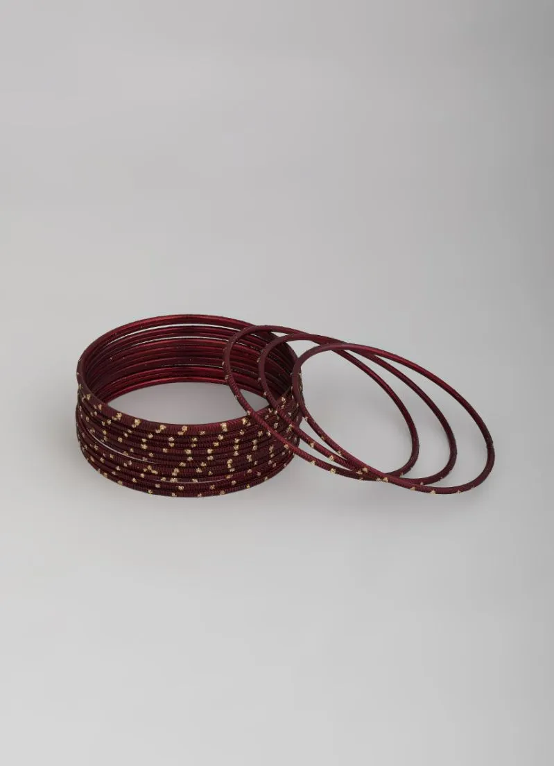 Maroon Glitter Spot Bangle Set