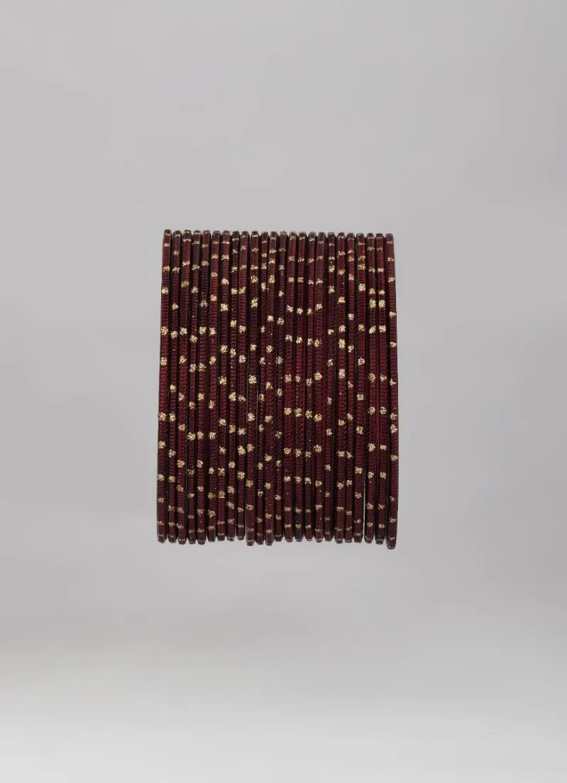 Maroon Glitter Spot Bangle Set