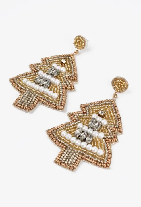 Metallic Statement Christmas Tree Earrings