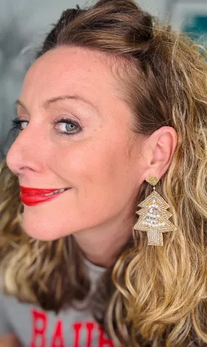 Metallic Statement Christmas Tree Earrings