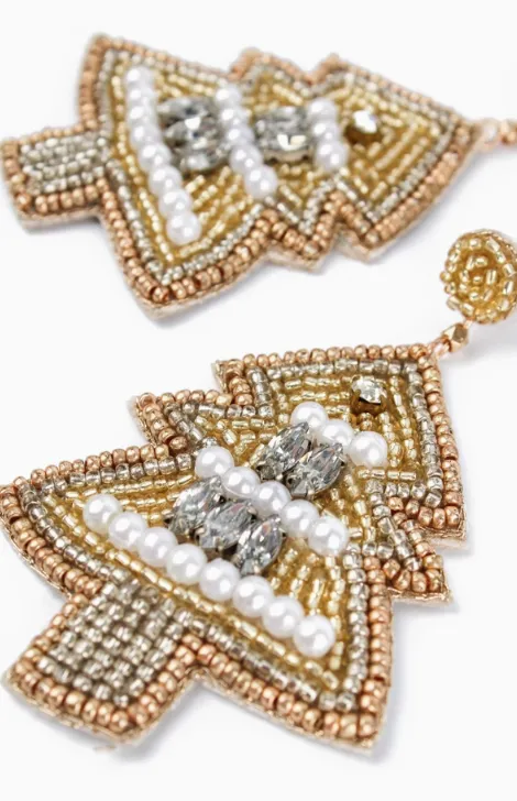 Metallic Statement Christmas Tree Earrings