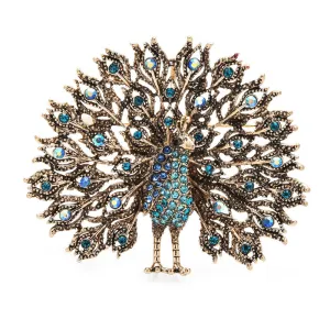 Mulitcolor Big Sparkling Peacock Brooches Pins For Women