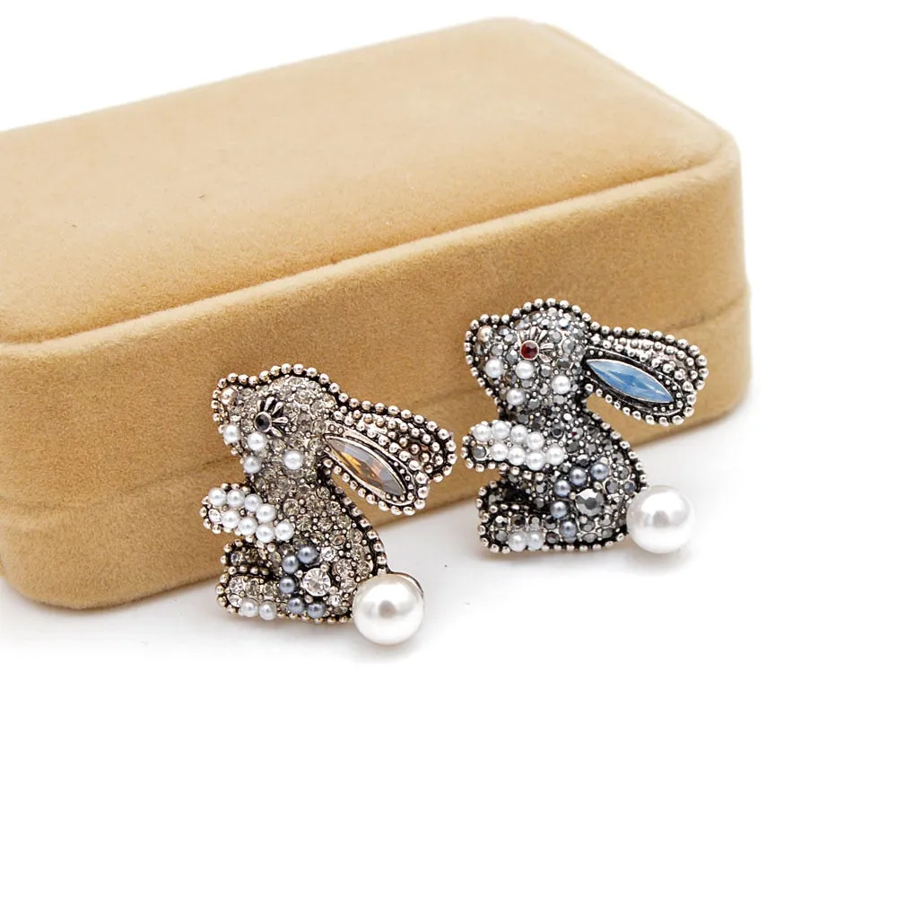 New Arrival 2 Colors Choose Rhinestone Rabbit Brooches For Women