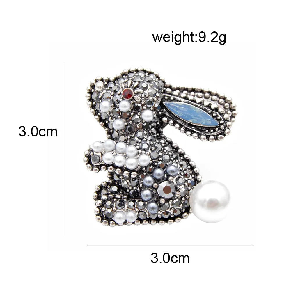 New Arrival 2 Colors Choose Rhinestone Rabbit Brooches For Women