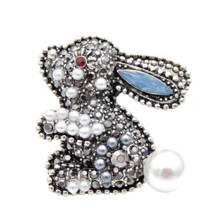 New Arrival 2 Colors Choose Rhinestone Rabbit Brooches For Women