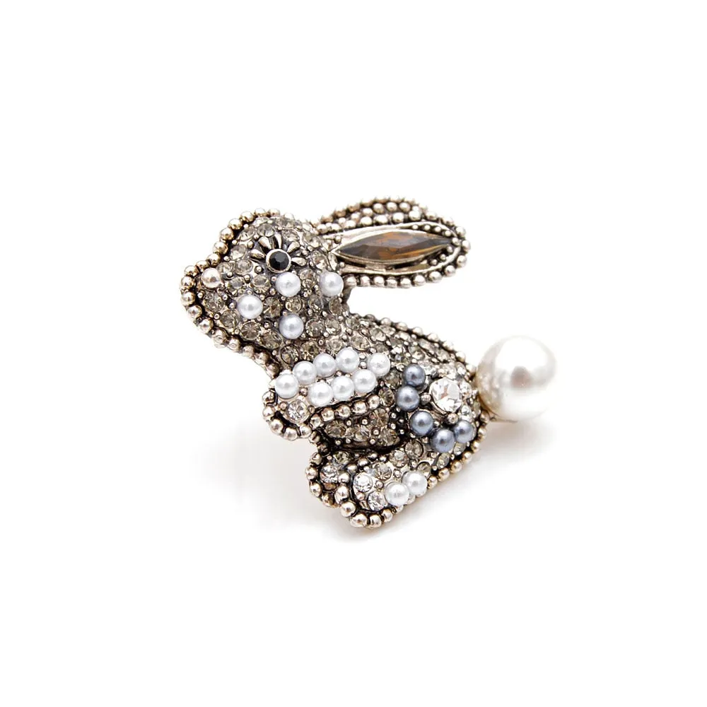 New Arrival 2 Colors Choose Rhinestone Rabbit Brooches For Women