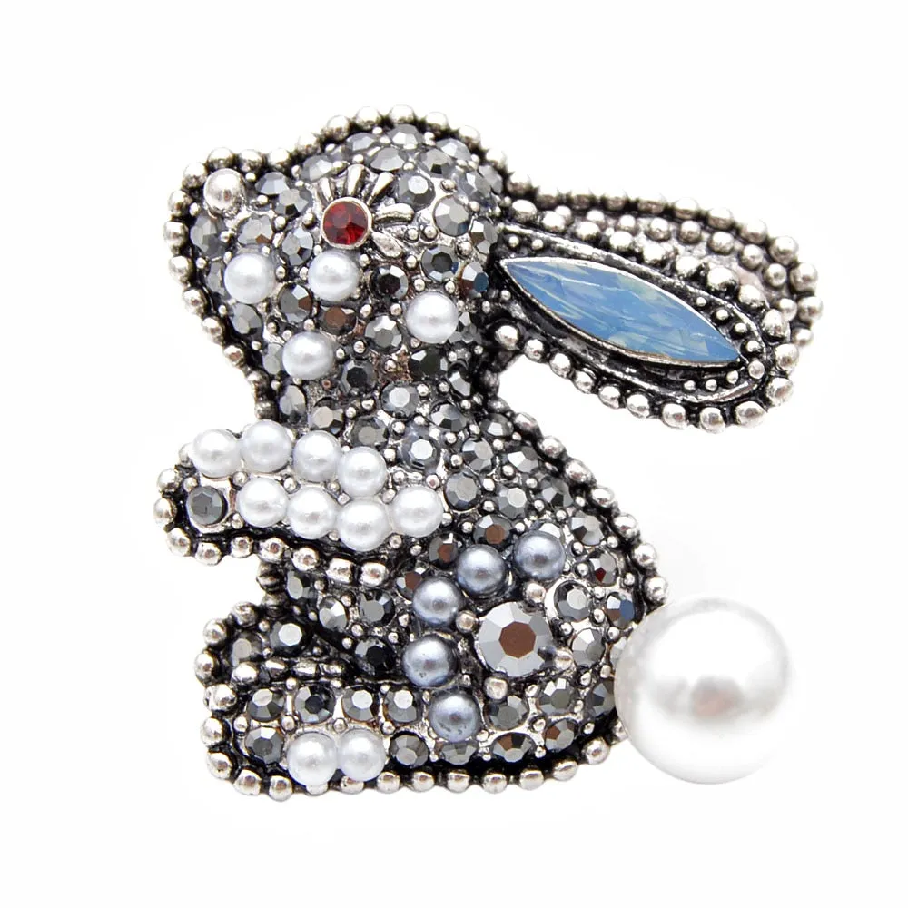 New Arrival 2 Colors Choose Rhinestone Rabbit Brooches For Women