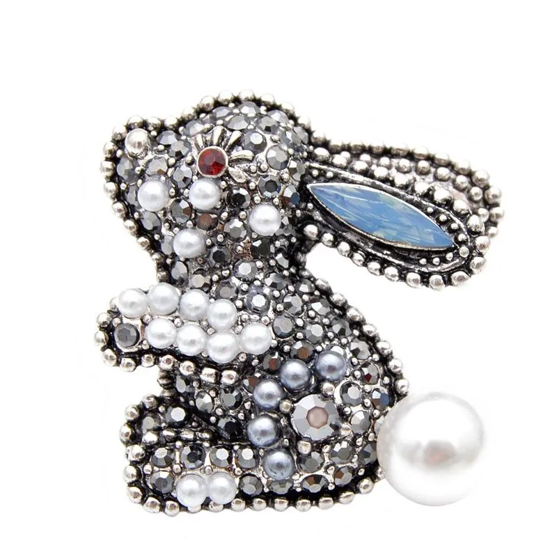 New Arrival 2 Colors Choose Rhinestone Rabbit Brooches For Women