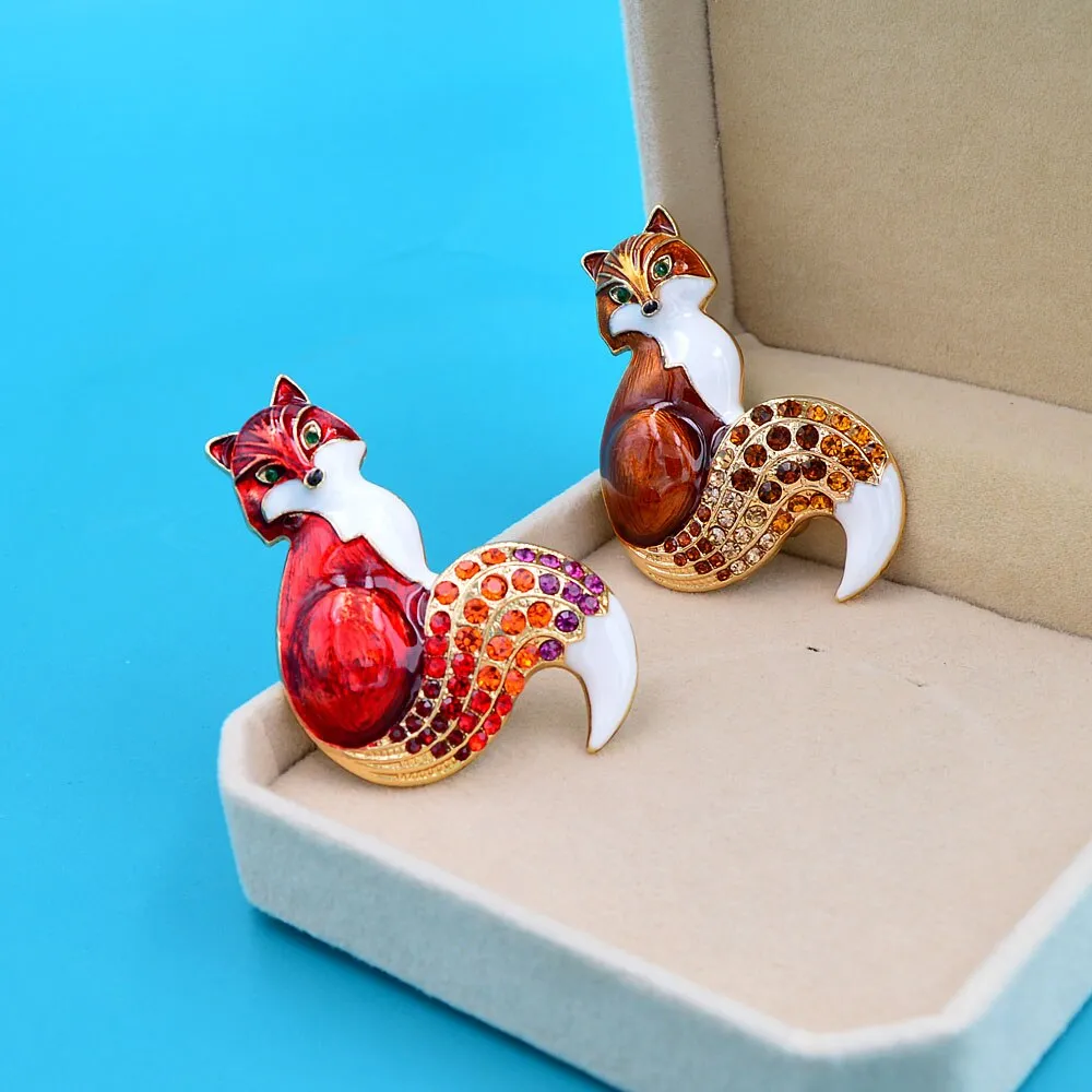 New Arrival Rhinestone Fox Brooches For Women