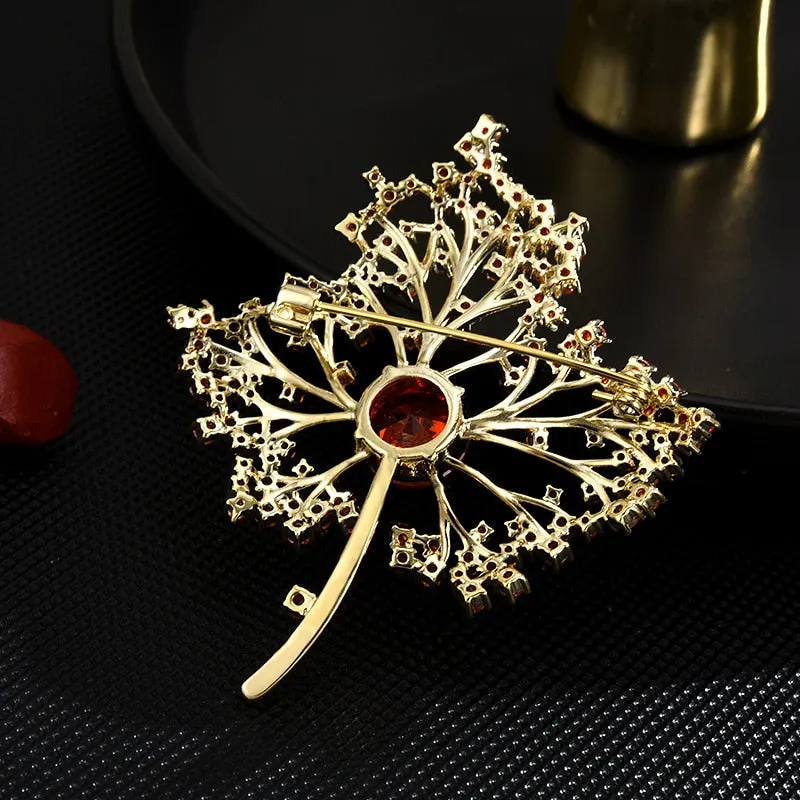 New Orange Maple Leaf Suit Coat Brooch Hollow Maple Leaf Pin Brooch