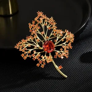 New Orange Maple Leaf Suit Coat Brooch Hollow Maple Leaf Pin Brooch