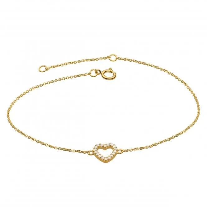 Open Heart 7.5" Zirconia Gold Plated Bracelet 7543GCZ