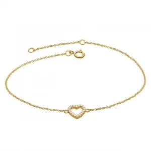 Open Heart 7.5" Zirconia Gold Plated Bracelet 7543GCZ