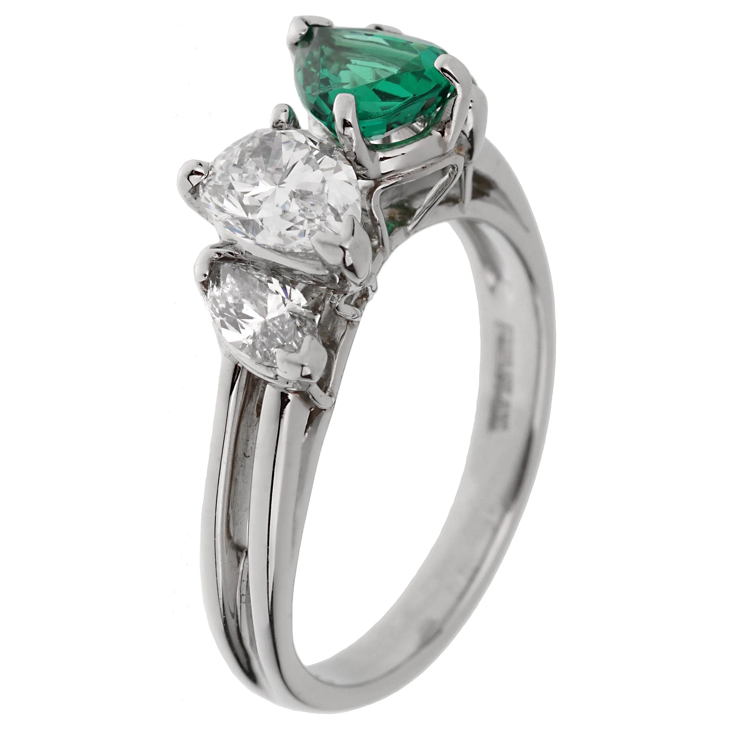 Oscar Heyman Vintage Emerald Diamond Cocktail Ring Sz 6 1/2