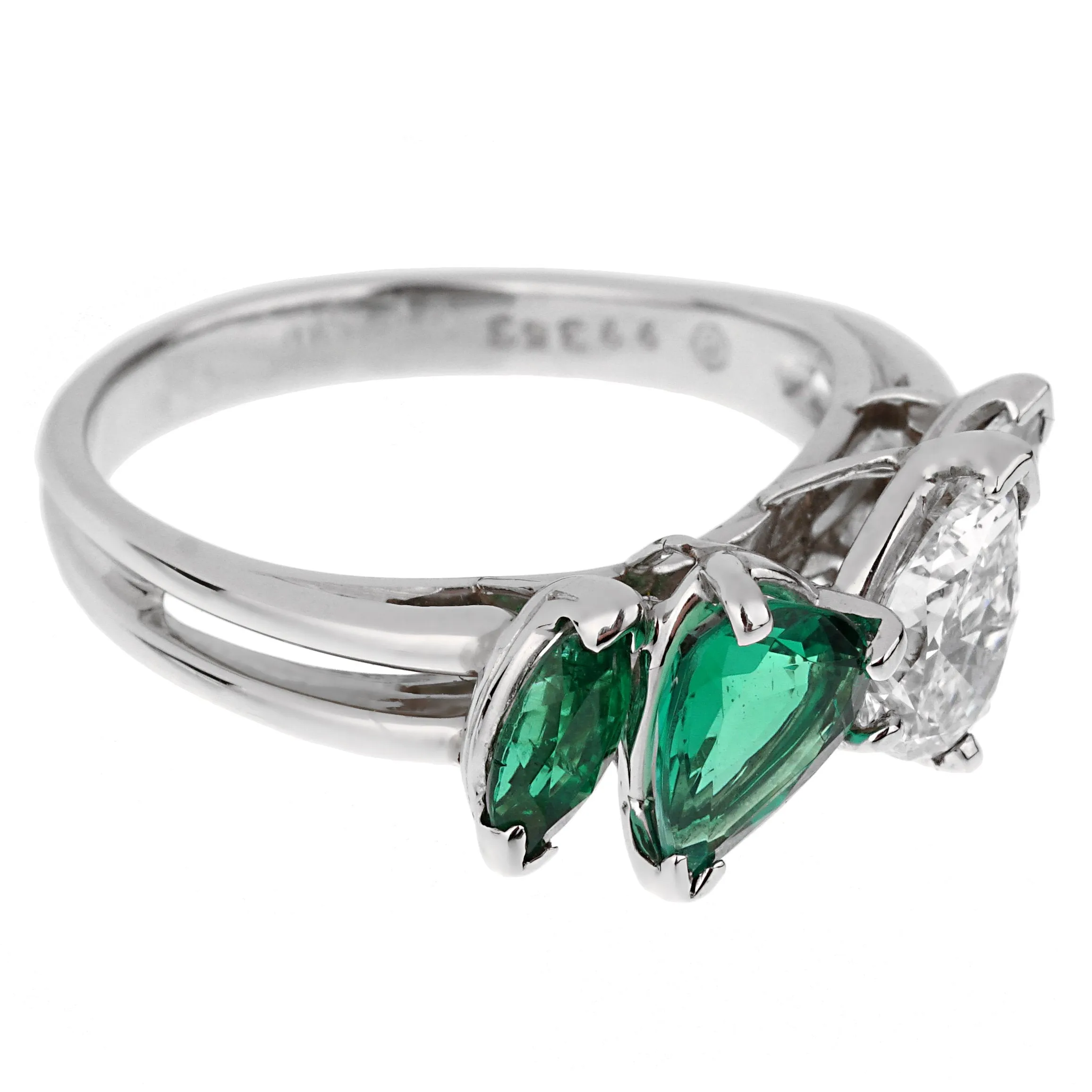 Oscar Heyman Vintage Emerald Diamond Cocktail Ring Sz 6 1/2