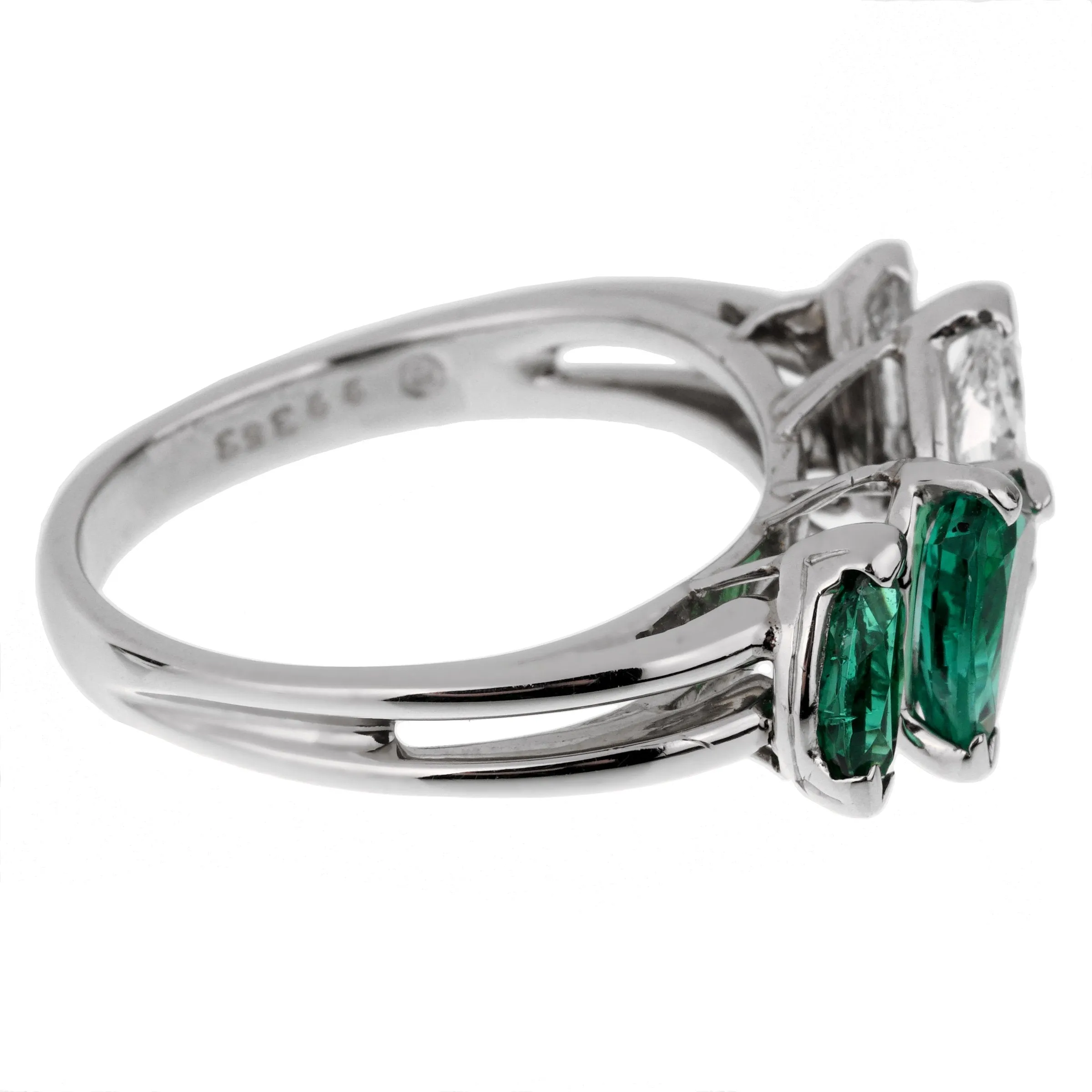 Oscar Heyman Vintage Emerald Diamond Cocktail Ring Sz 6 1/2