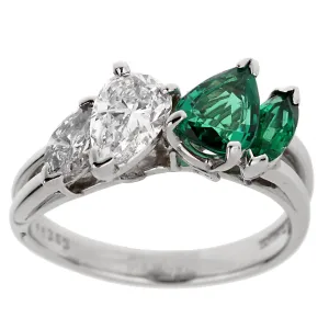Oscar Heyman Vintage Emerald Diamond Cocktail Ring Sz 6 1/2