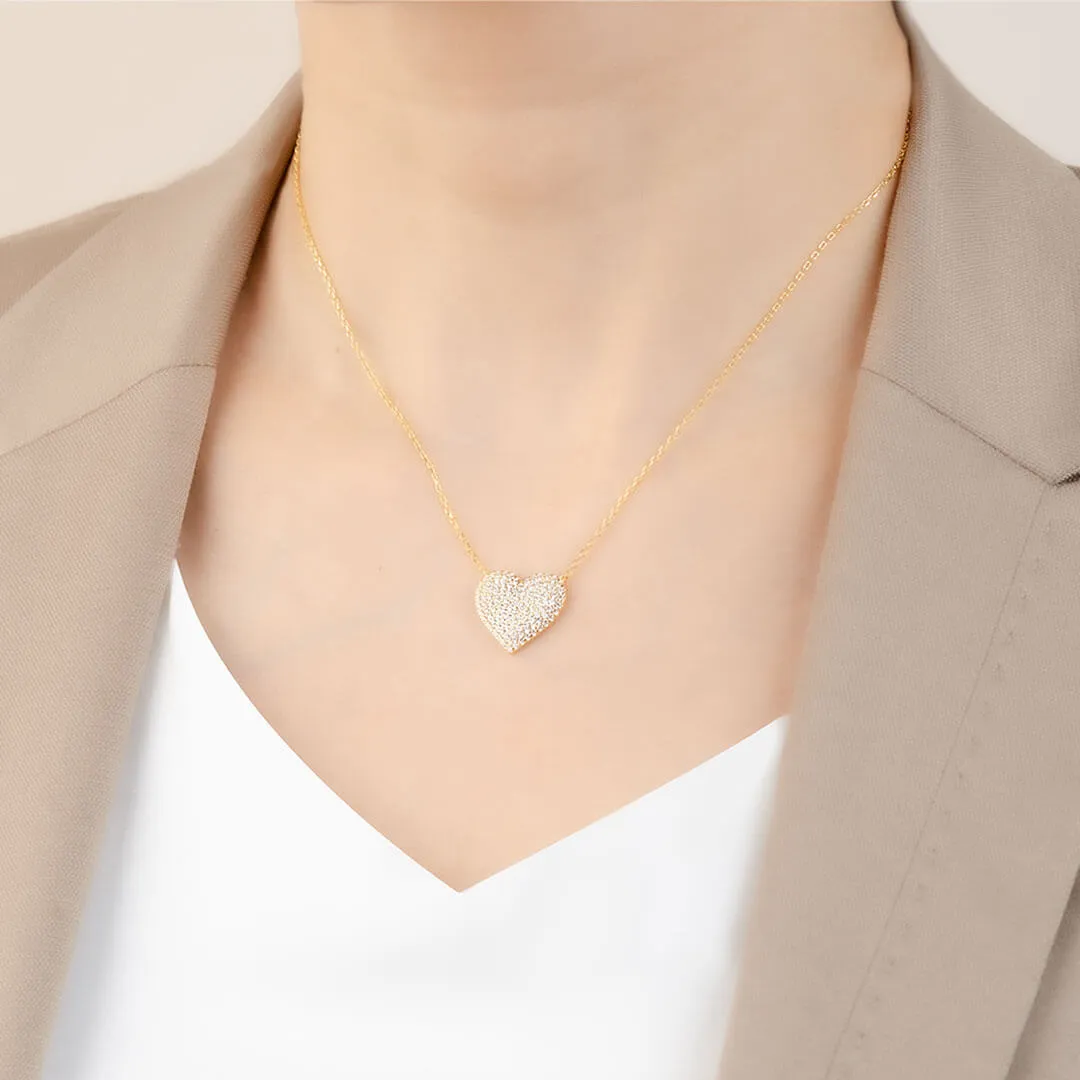 Pave´ Diamonds Love Necklace in Yellow Gold