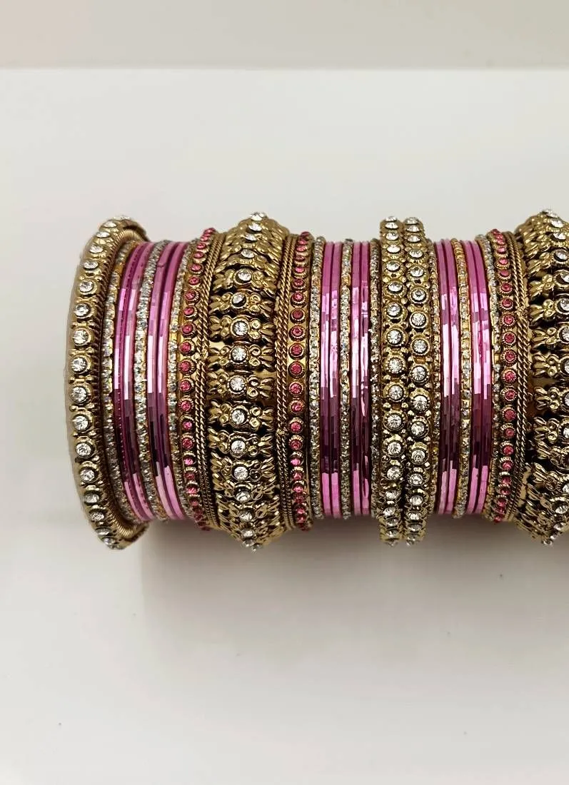 Pink Gold Kara Bangle Set