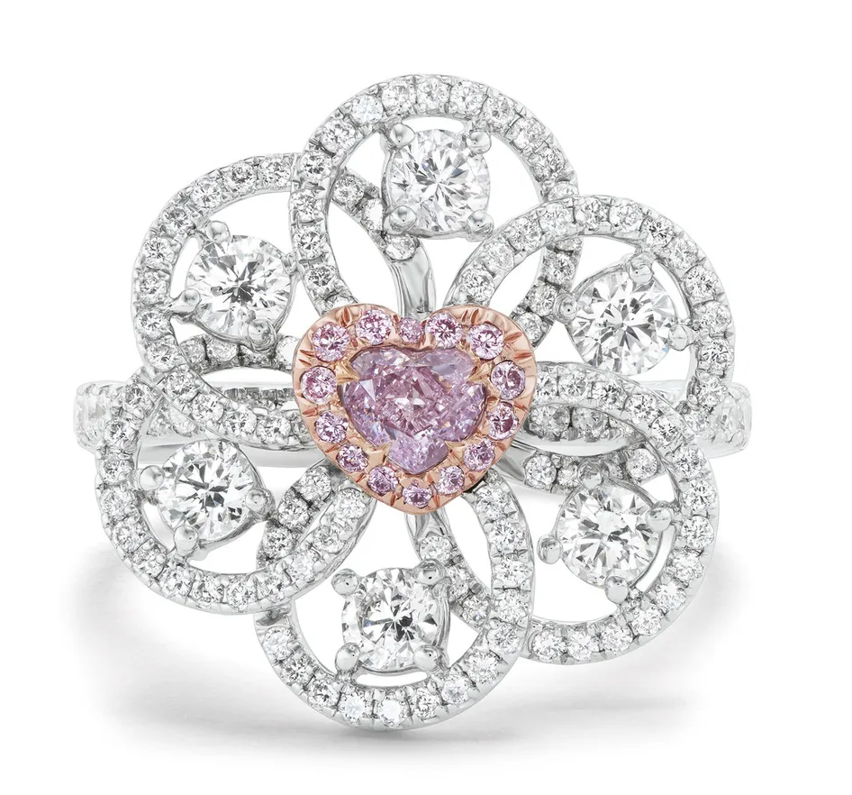 Pinwheel Petal Pink Heart Ring
