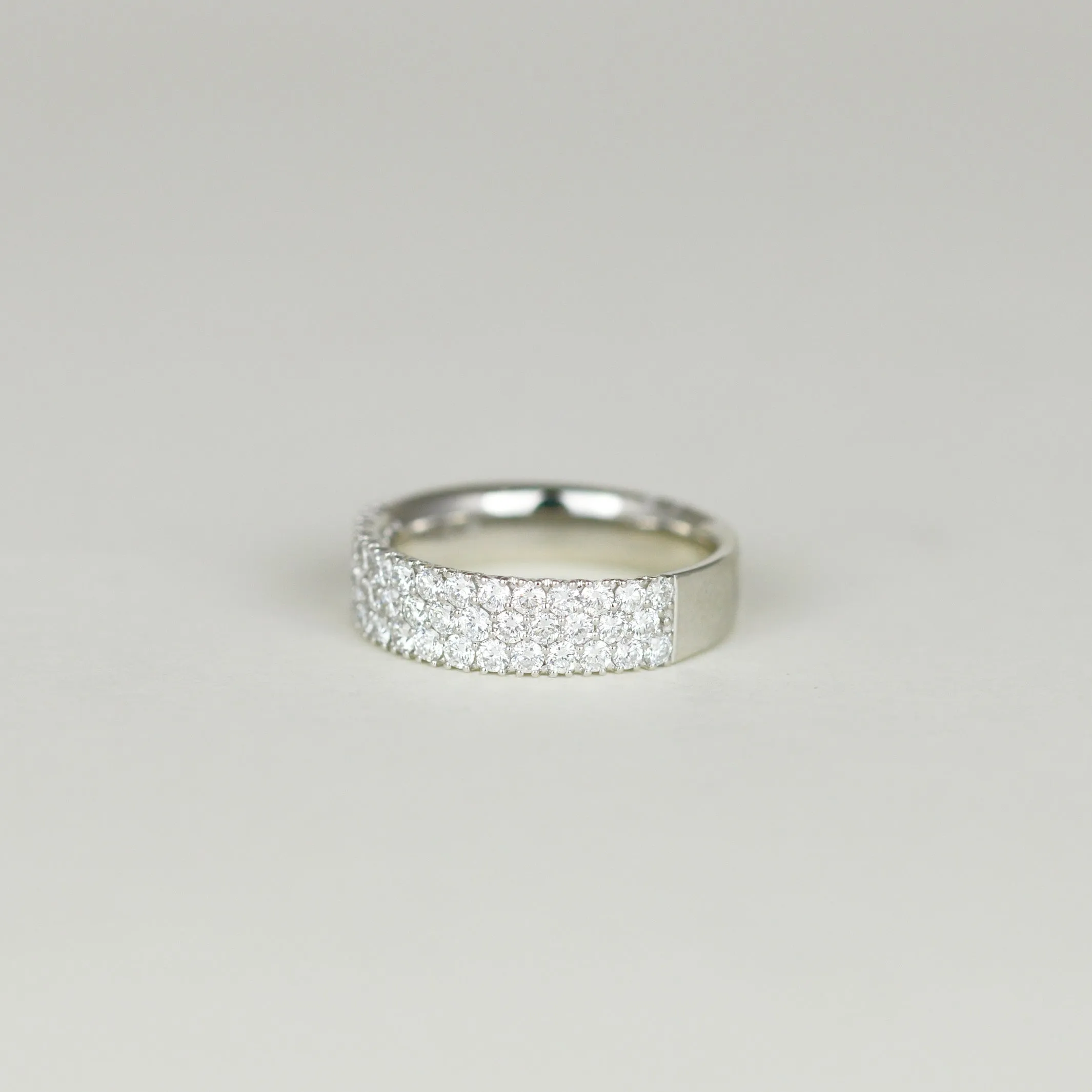 Platinum 1.00ct Round Briliant Three-Row Half Eternity Ring