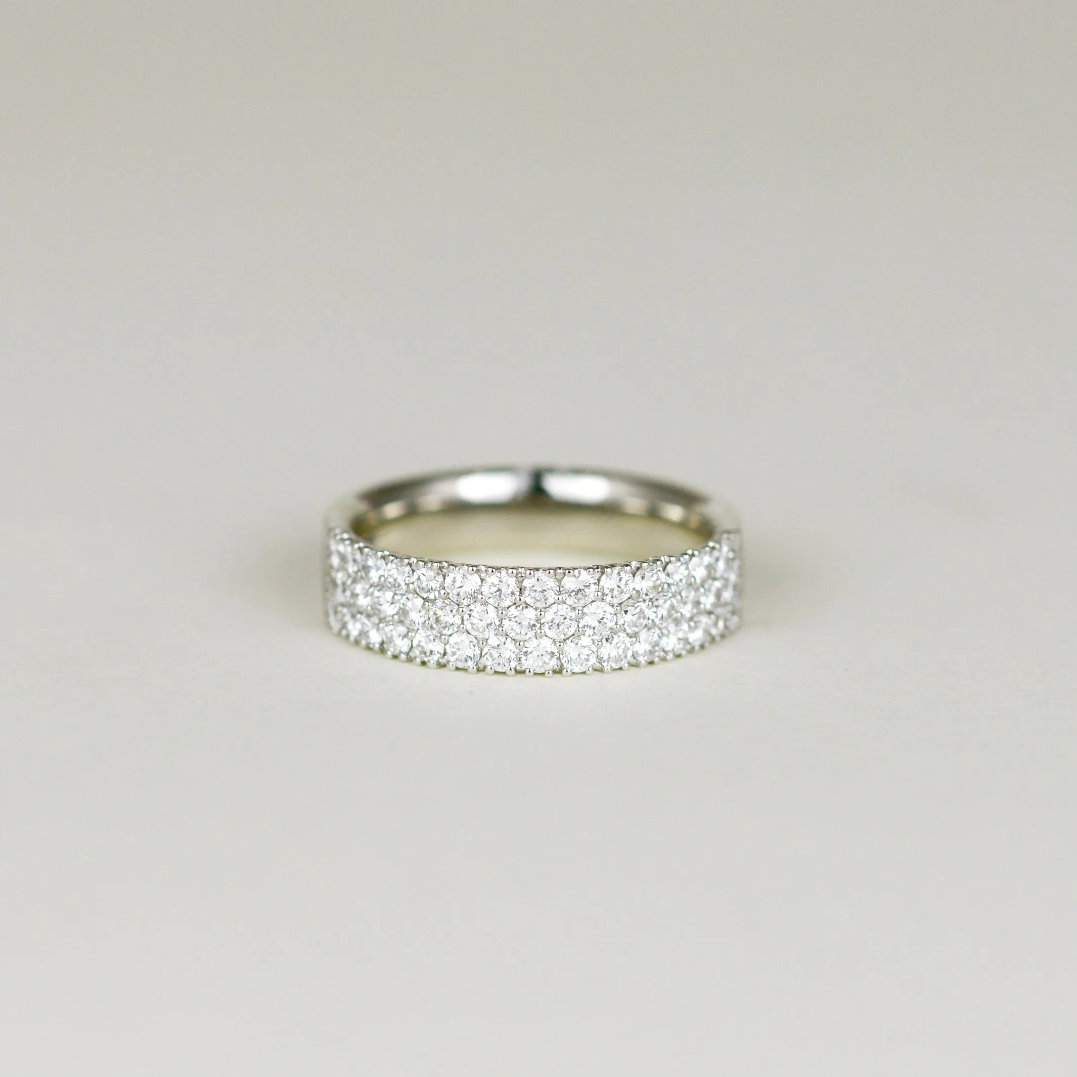 Platinum 1.00ct Round Briliant Three-Row Half Eternity Ring