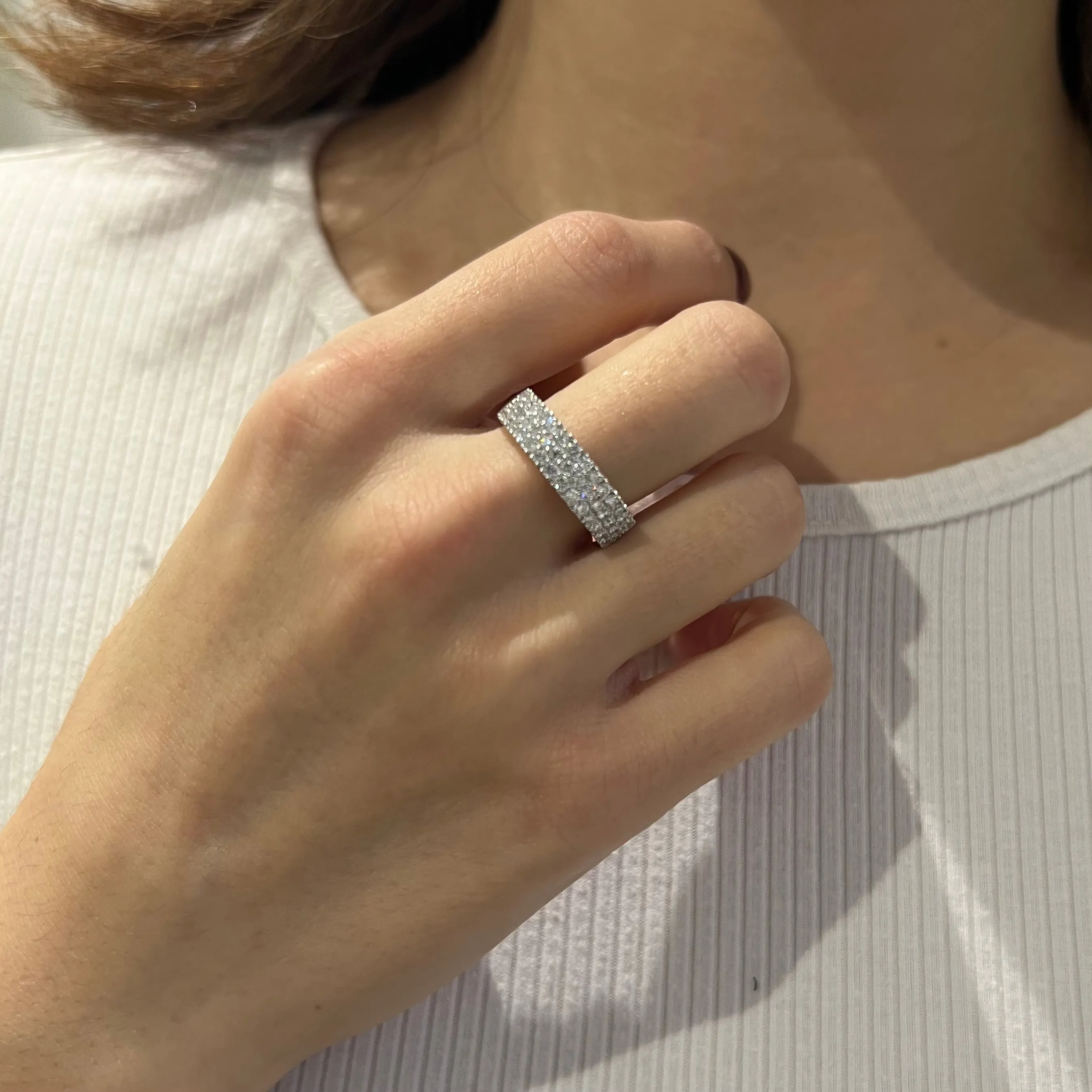 Platinum 1.00ct Round Briliant Three-Row Half Eternity Ring
