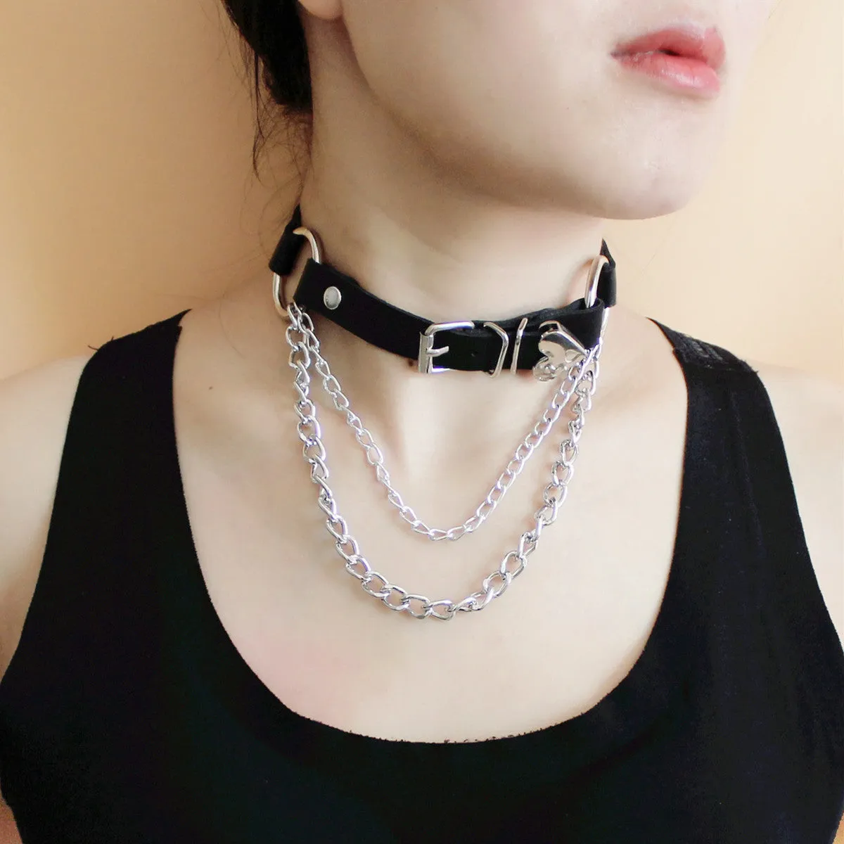 Punk Irregular PU Leather Gothic Choker Necklace