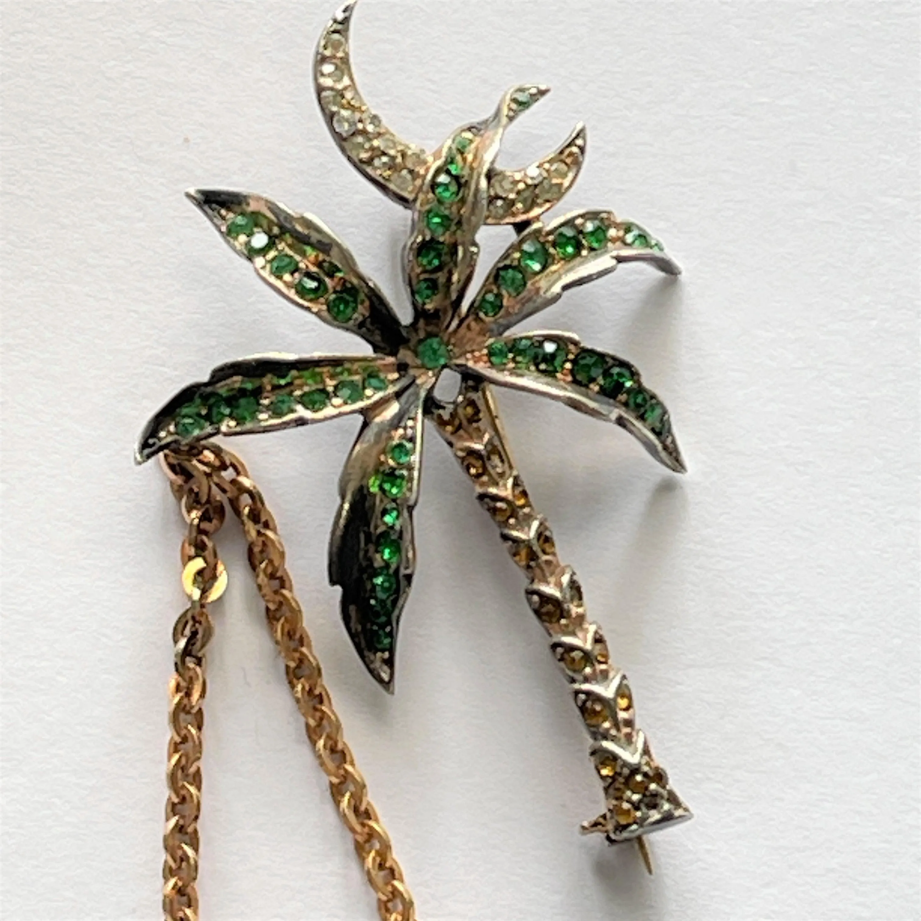 Rare Mexican Palm Tree Double Brooch Pins 1950's