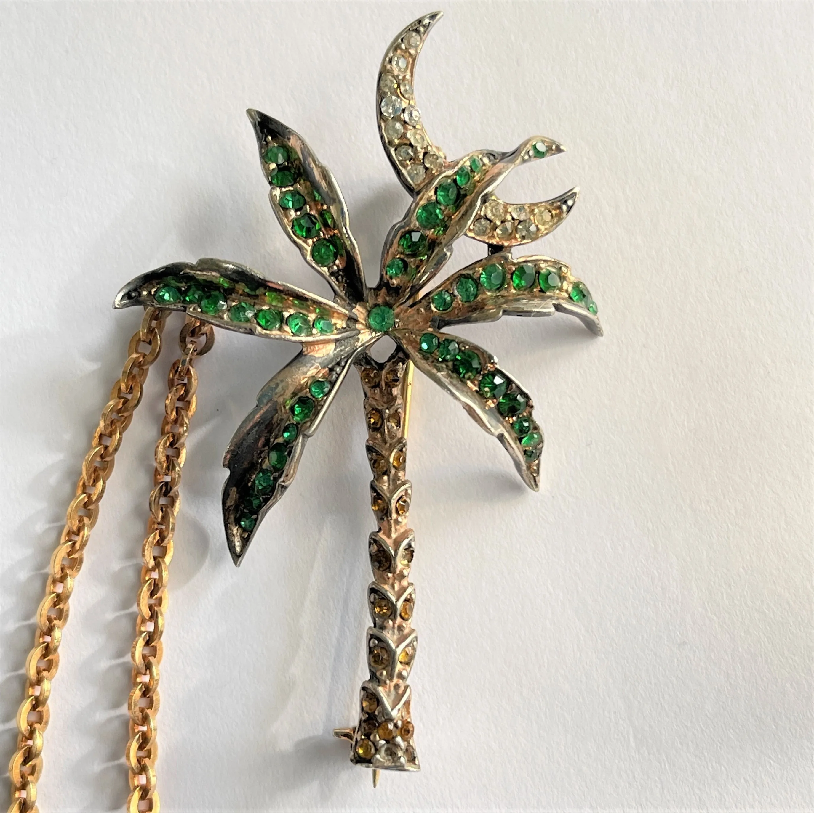 Rare Mexican Palm Tree Double Brooch Pins 1950's