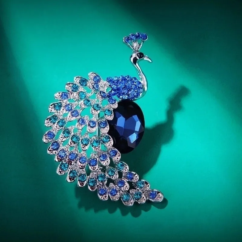 Retro Pin Peacock Alloy Inlay Artificial Gemstones Women'S Brooches