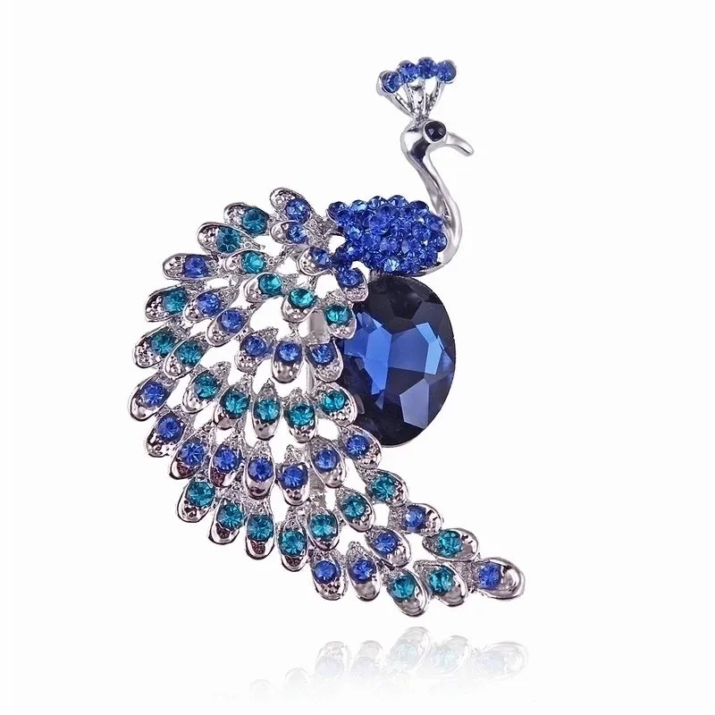 Retro Pin Peacock Alloy Inlay Artificial Gemstones Women'S Brooches
