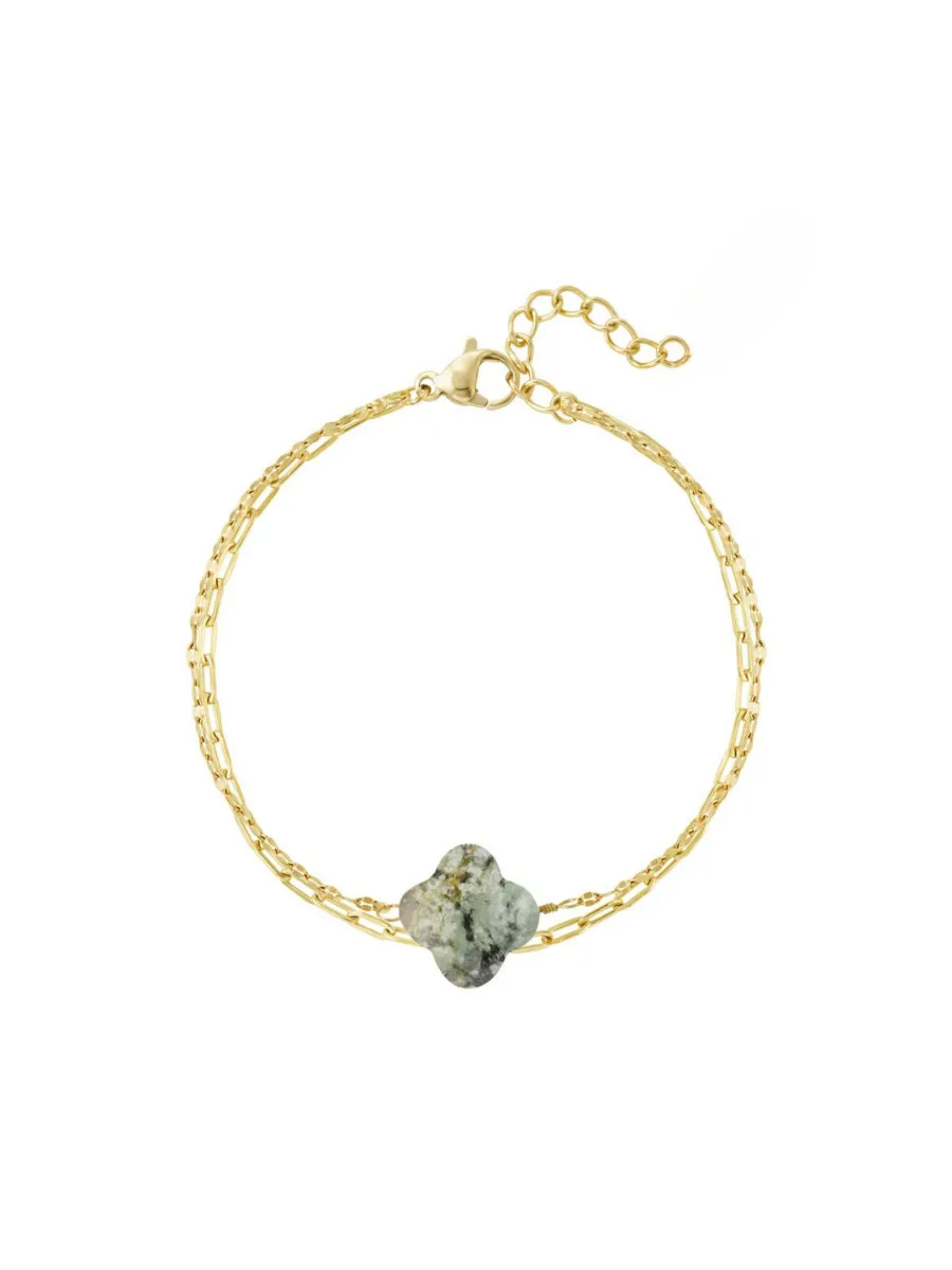 Selena bracelet - boho chic double clover charm chain