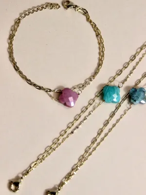Selena bracelet - boho chic double clover charm chain