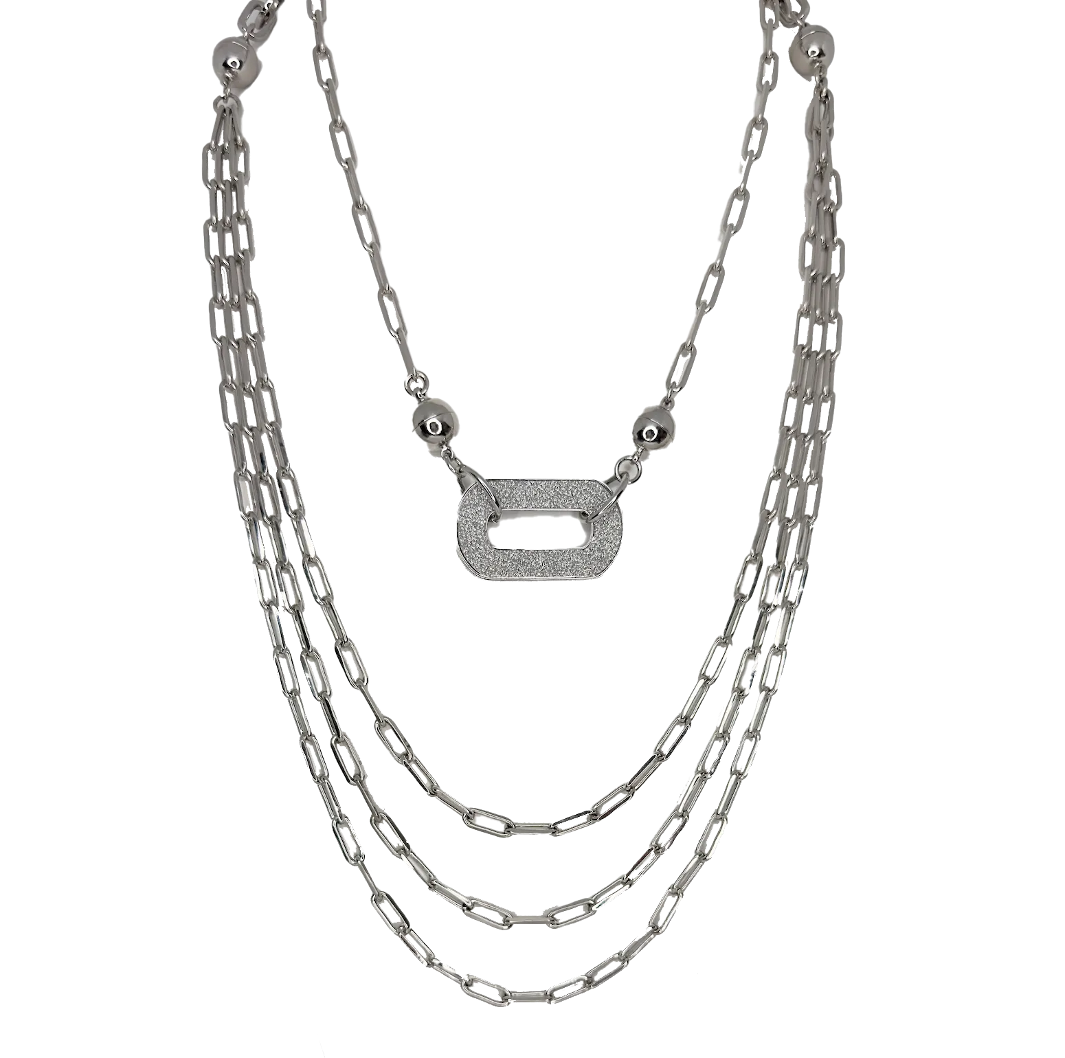Shimmer Paperclip Pendant - Silver