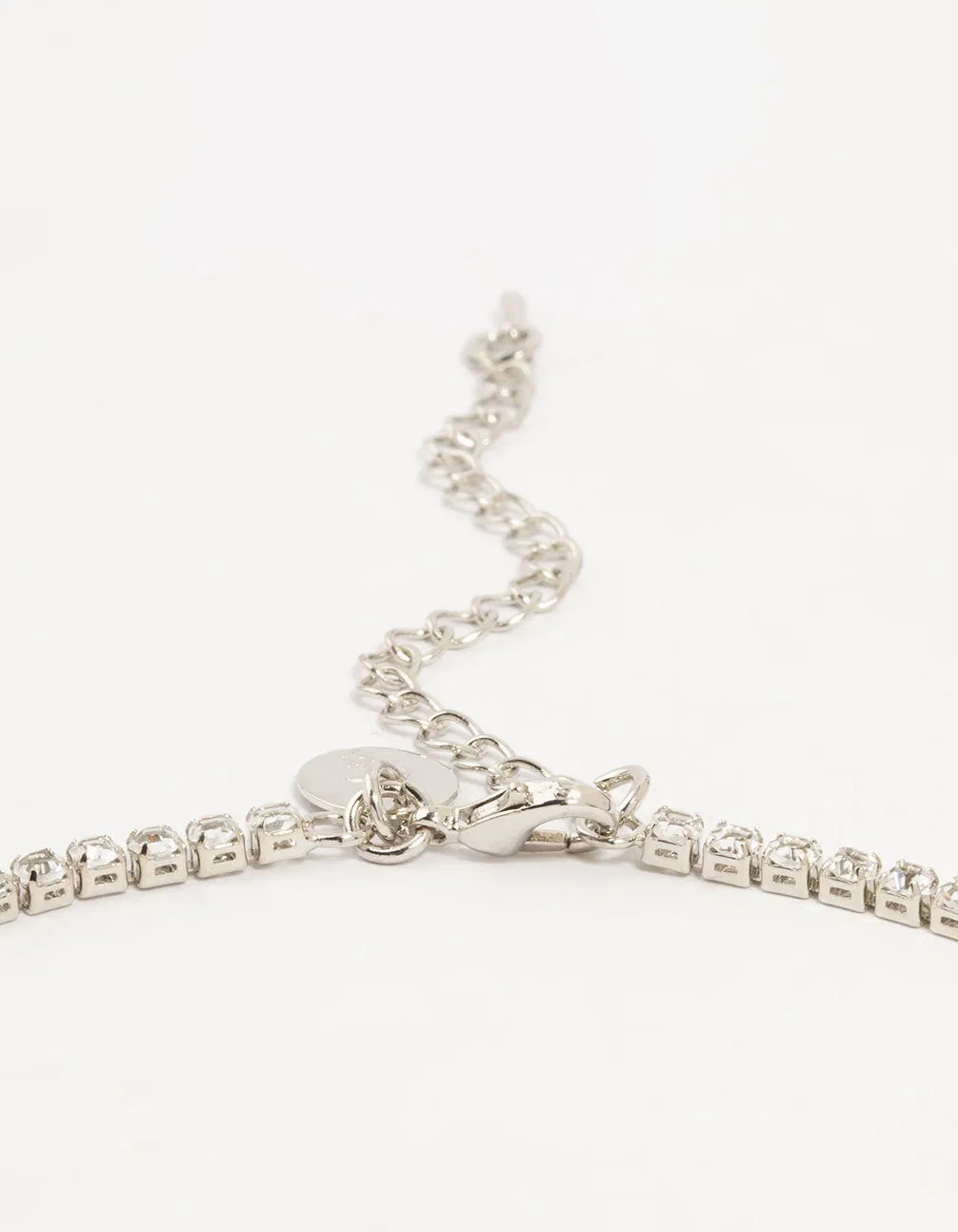 Silver Cubic Zirconia Graduating Heart Necklace