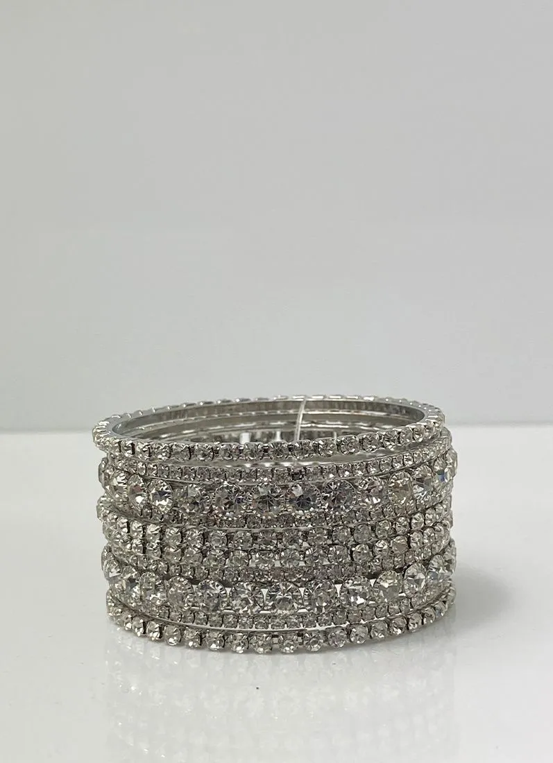 Silver Diamonte Sparkle Bangles