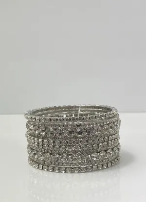 Silver Diamonte Sparkle Bangles