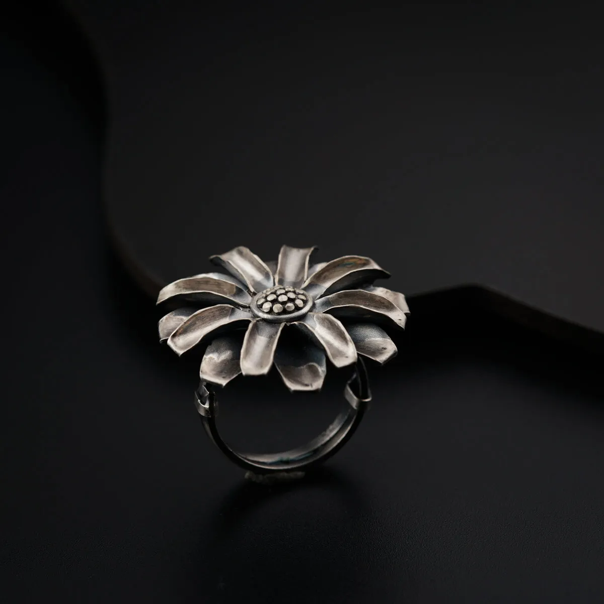 Silver Soorajmukhi (Flower Motif) Ring