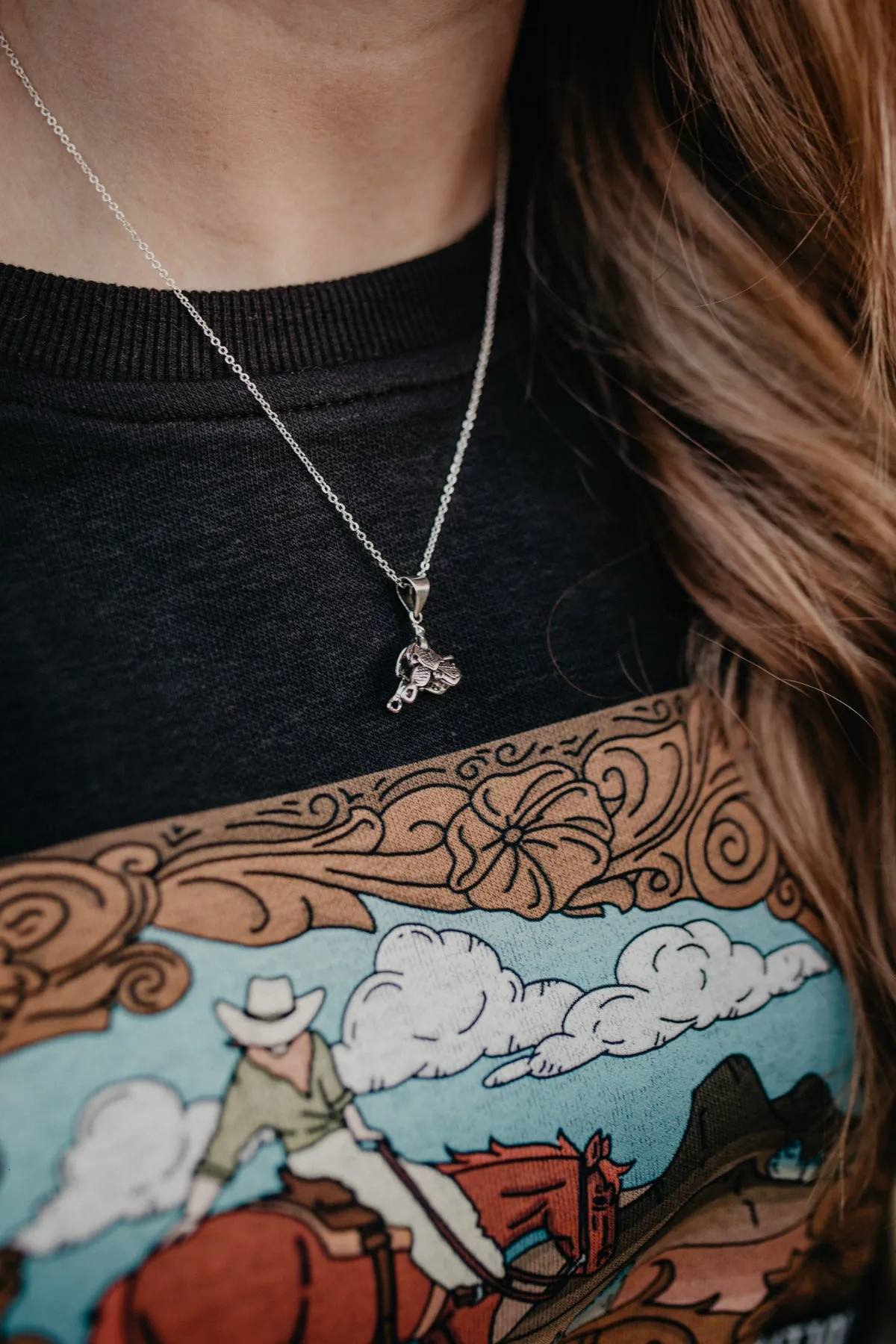Silver Western Charm Necklace (Various Styles)