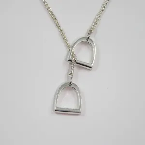 Sterling Silver Double Stirrup Pendant with Chain (Large)