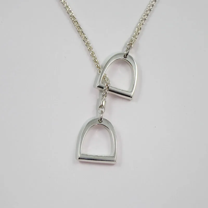 Sterling Silver Double Stirrup Pendant with Chain (Large)