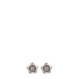 Sterling Silver Om Flower Petal Stud Earrings