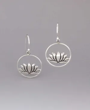 Sterling Silver Wire Frame Lotus Earrings