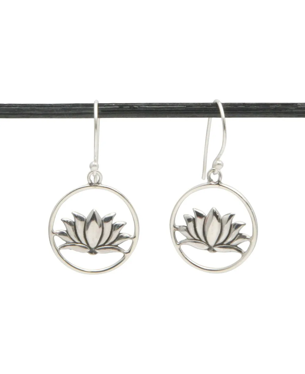 Sterling Silver Wire Frame Lotus Earrings