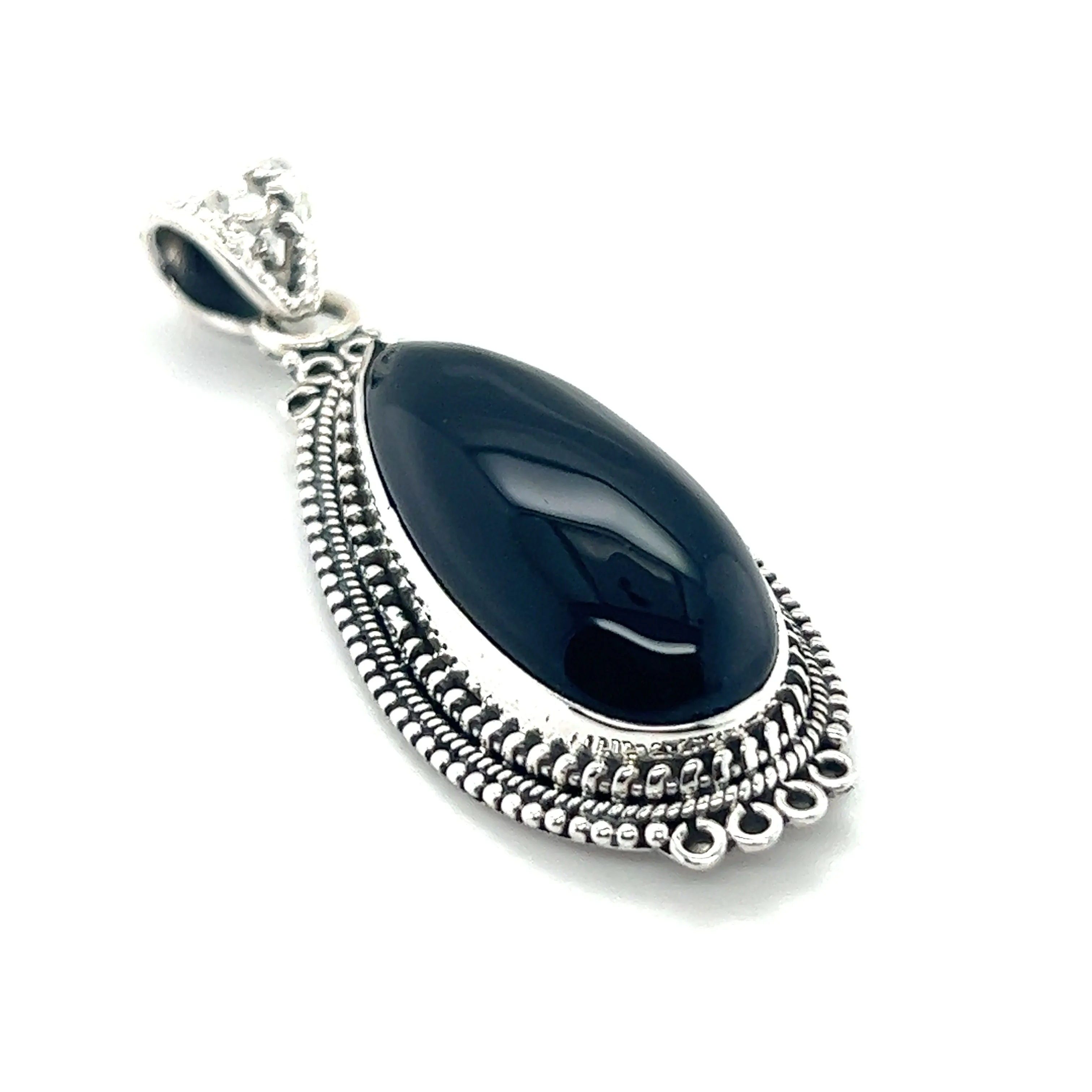 Striking Teardrop Gemstone Pendant with Beaded Detailing