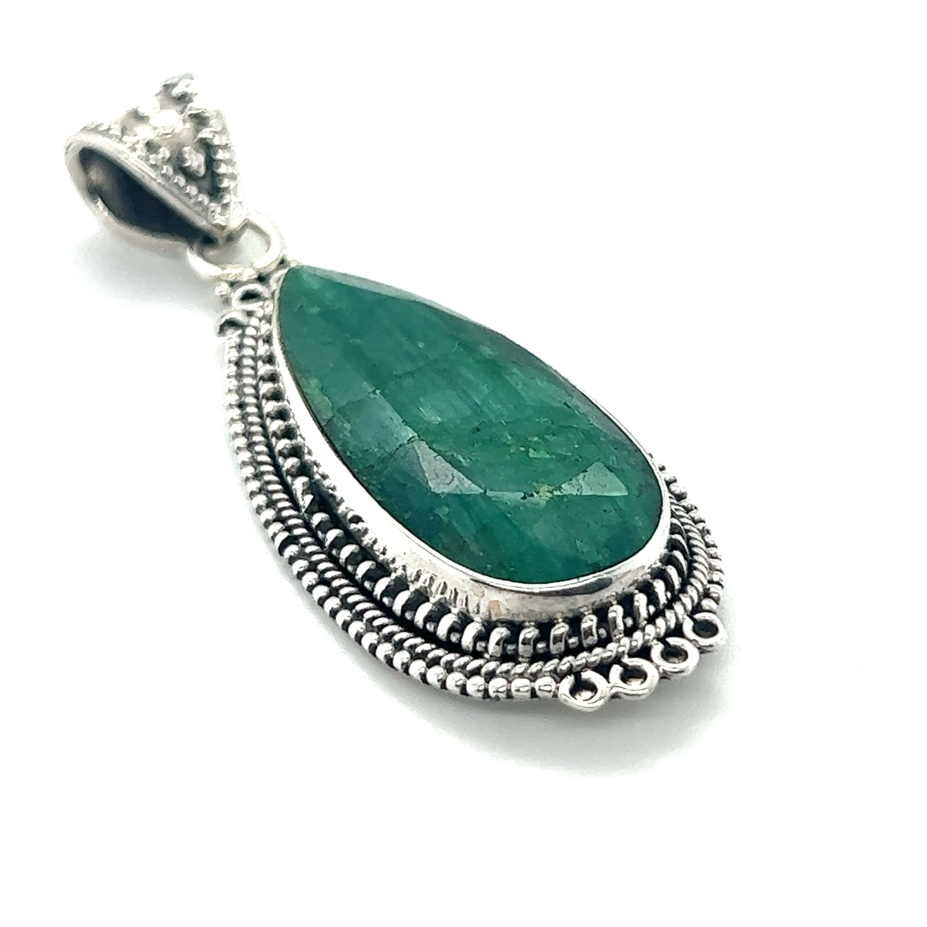 Striking Teardrop Gemstone Pendant with Beaded Detailing