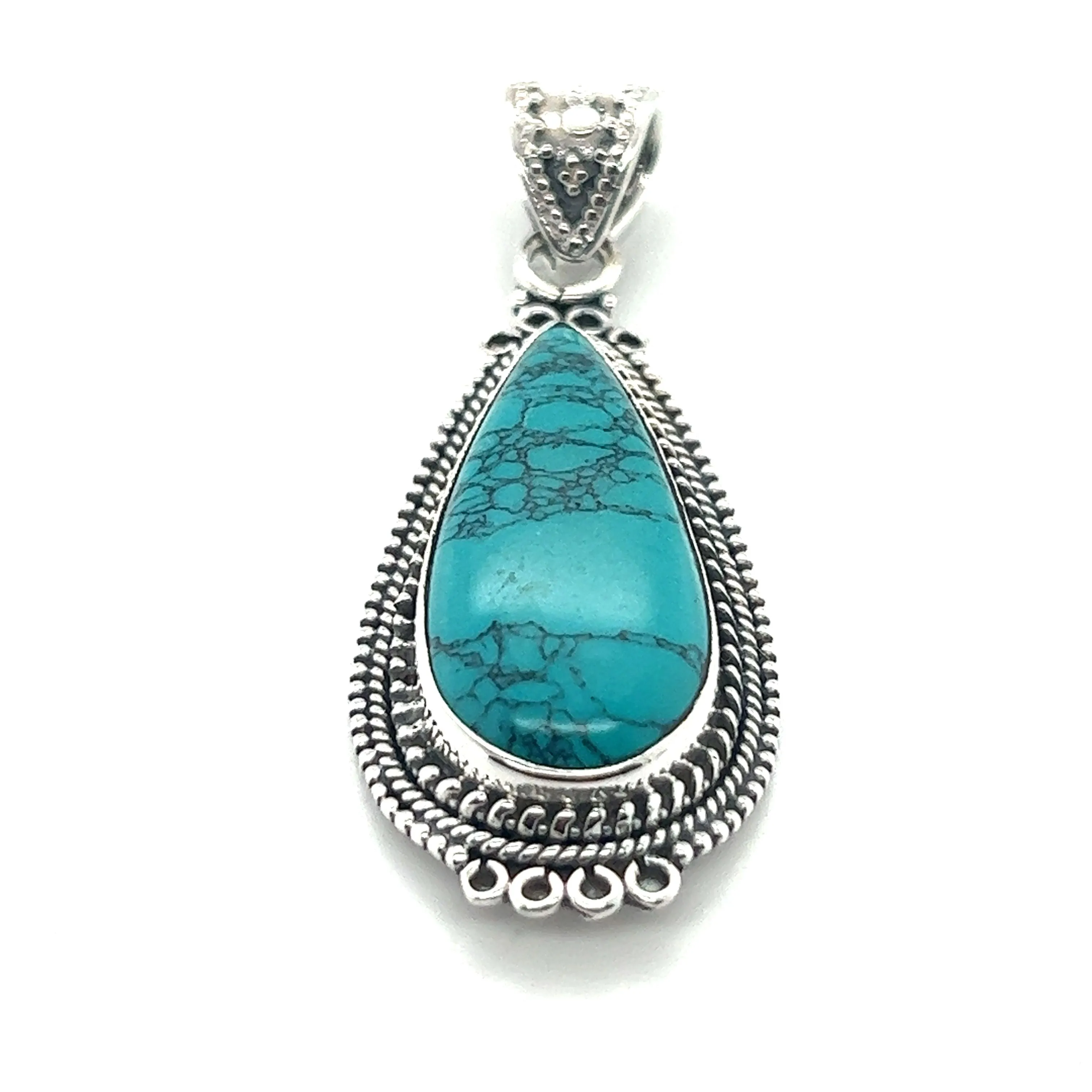 Striking Teardrop Gemstone Pendant with Beaded Detailing