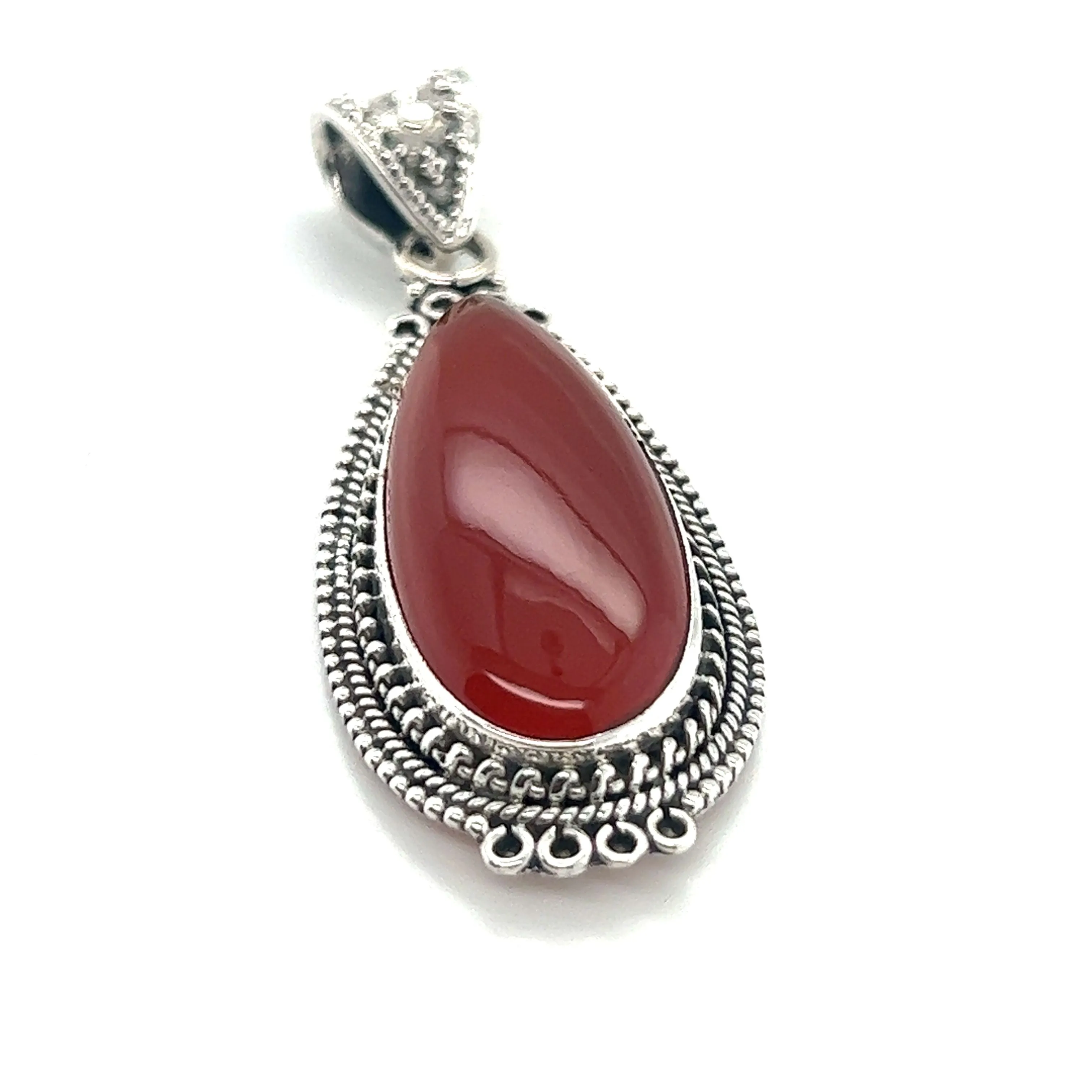 Striking Teardrop Gemstone Pendant with Beaded Detailing