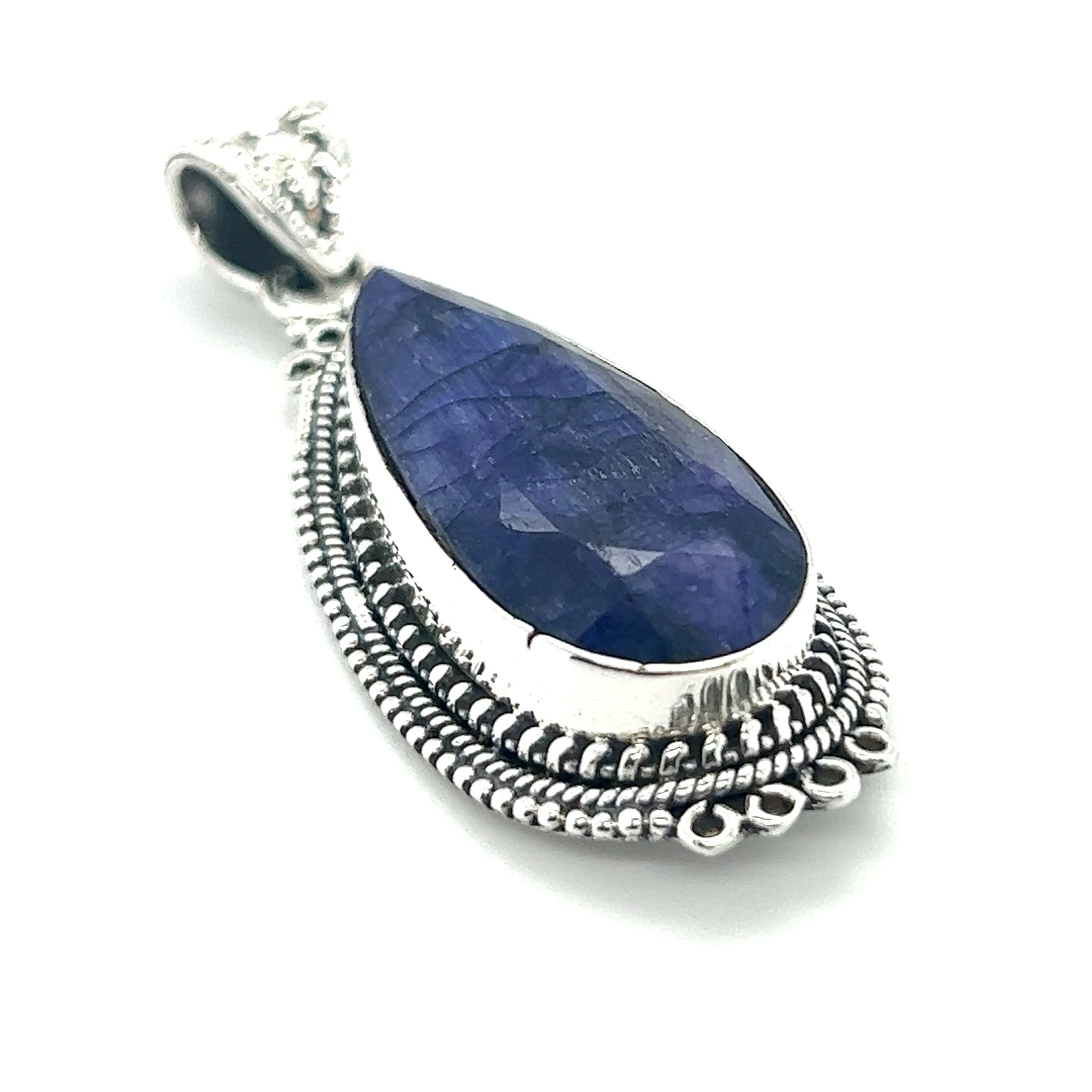 Striking Teardrop Gemstone Pendant with Beaded Detailing